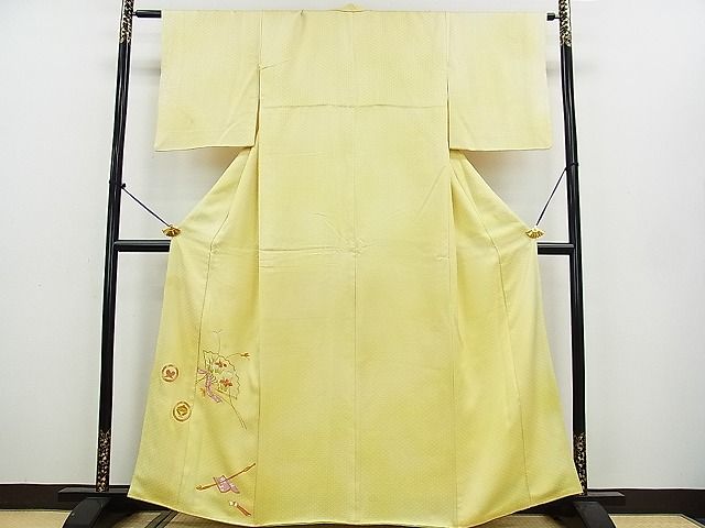 平和屋着物■付下げ 駒刺繍 総刺繍 舞蝶花文 金糸 逸品 DAAF0025mz