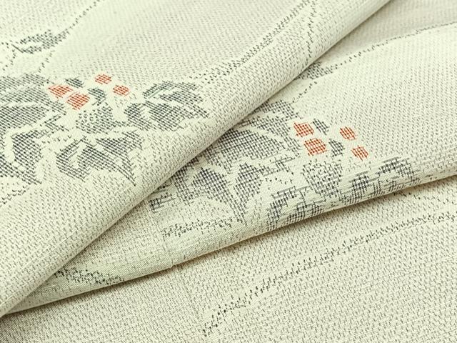 平和屋着物▽上質な紬　単衣　葡萄　正絹　逸品　AABC2232jh