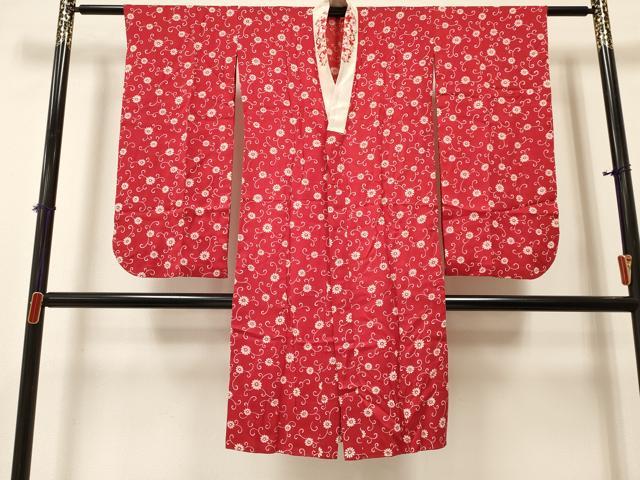 平和屋着物[]七五三　子供　女の子　長襦袢　無双仕立て　菊唐草文　半衿刺繍　逸品　DABA3623ma