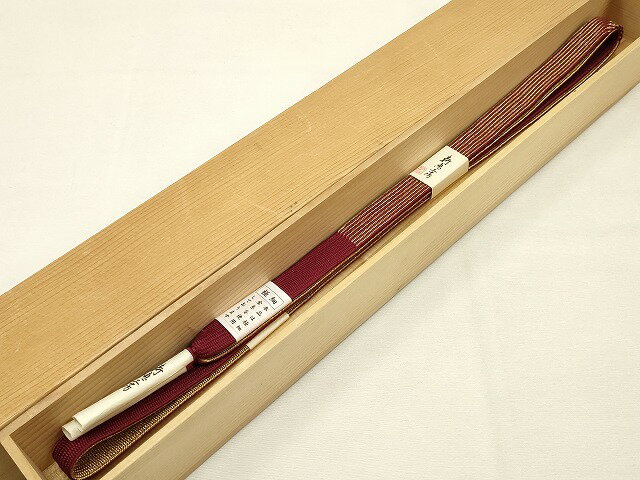 平和屋着物●寿恵工房　和装小物　上質な帯締め　高麗組 綾出し　金糸　箱付き　逸品　未使用　AAAS2859ay