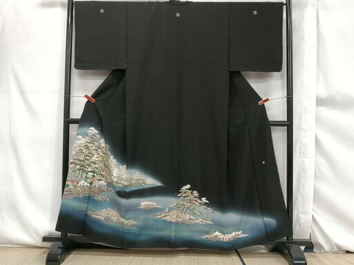 平和屋着物■豪華黒留袖 作家物 草花文 暈し染め 正絹 逸品 CAAP9429xi 平和屋着物■豪華黒留袖 作家物 草花文 暈し染め 正絹 逸品 CAAP9429xi
