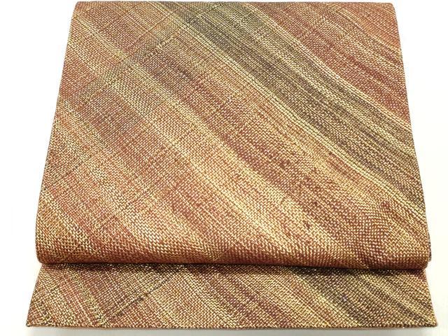 平和屋着物●ひなや工房　くむ・あむ・おる　伊豆蔵明彦　組織　全通柄袋帯　抽象文様　金糸　正絹　逸品　DAAY0099ob