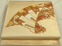 平和屋着物◎太鼓柄袋帯 駒刺繍 片輪車花文 金糸 引箔 正絹 逸品 DAAO9878rt(4)