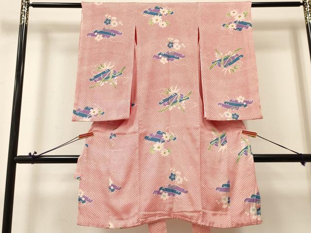 平和屋着物[]アンティーク 大正ロマン お宮参り 女の子 祝着 産着 初着 のしめ 鹿の子花筏文 逸品 DABA3792ma