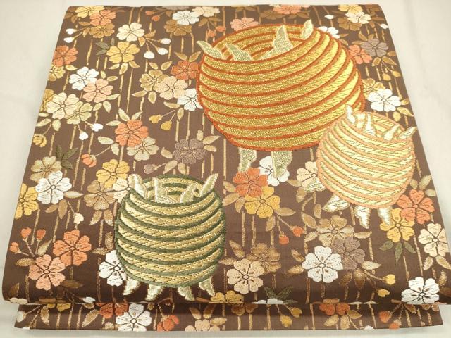 平和屋着物●西陣　河合美術織物謹製　六通柄袋帯　唐織　糸車　金糸　正絹　逸品　DAAP1764ic