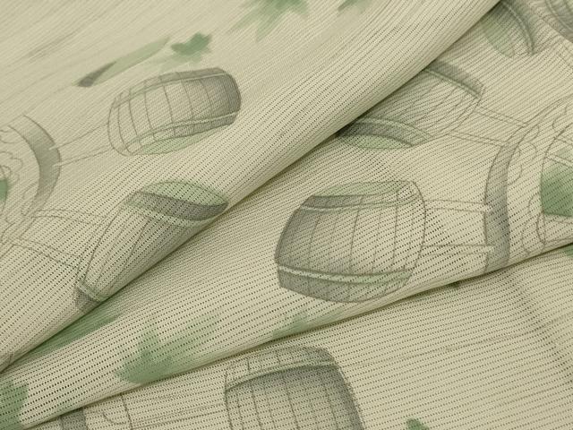 平和屋着物＊夏物 小紋 絽 刺繍 水車 正絹 逸品 AABA9322jd