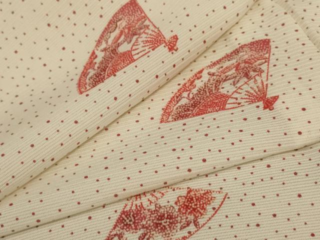 Summer Wear - 平和屋着物＊夏物　小紋　絽　扇子花文　正絹　逸品　AABA9333jd