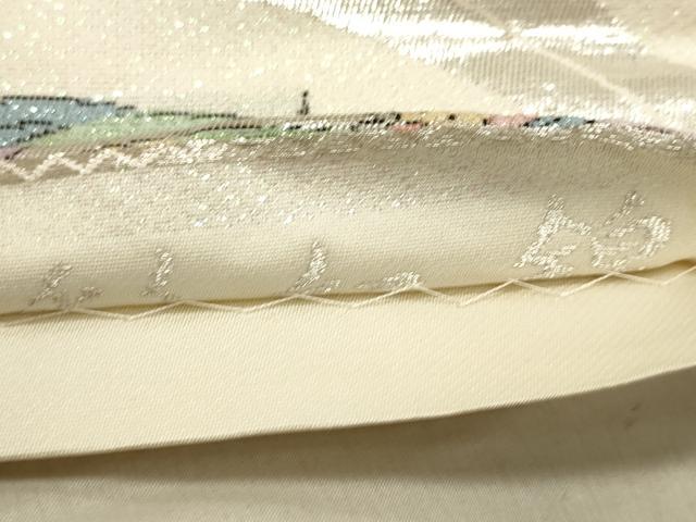 平和屋の平和屋着物◎六通柄袋帯 綾紅錦 青海波花蝶文 銀糸 正絹 逸品 DAAO9264bc｜アングル3