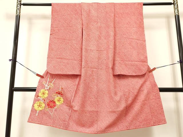 平和屋着物[]七五三　女の子　7歳　祝着　四つ身　刺繍　絞り　枝梅文　金銀彩　逸品　DABA3645ma