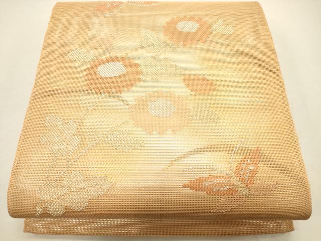 平和屋着物＊夏物　太鼓柄袋帯　花蝶文　金銀糸　正絹　逸品　CAAR0729eg