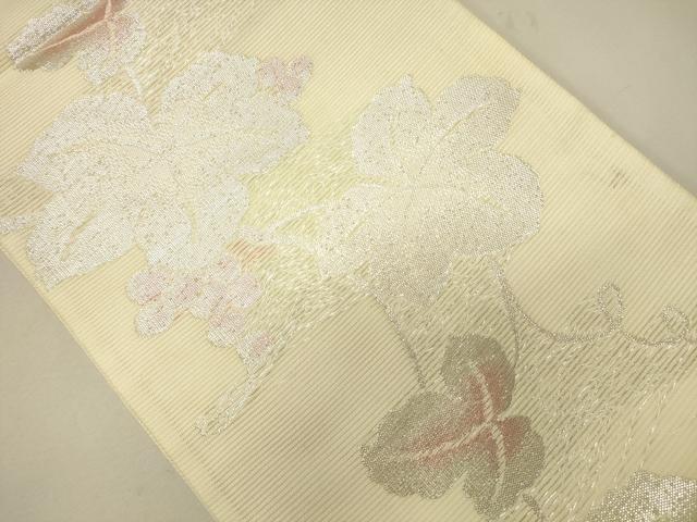 平和屋着物＊夏物　六通柄袋帯　葡萄蔦の葉文　銀糸　正絹　逸品　CAAR0689eg