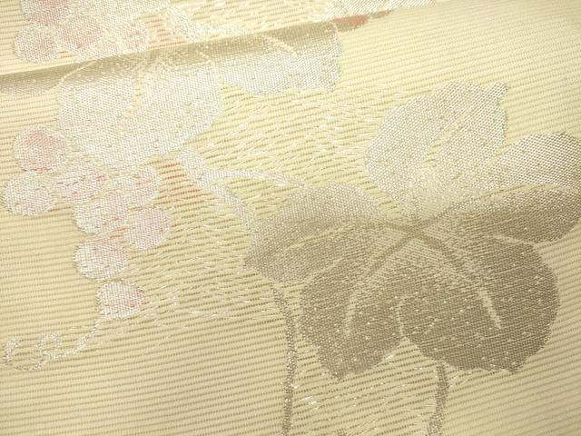 平和屋着物＊夏物　六通柄袋帯　葡萄蔦の葉文　銀糸　正絹　逸品　CAAR0689eg