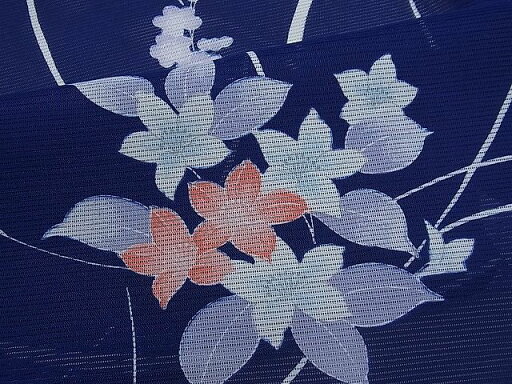 平和屋着物■夏物 小紋 絽 草花文 洗える着物 CAAE5358ut 平和屋着物■夏物 小紋 絽 草花文 洗える着物 CAAE5358ut