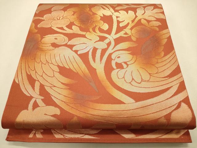 平和屋着物◎六通柄 本袋帯 花鳥文 引箔 正絹 逸品 CAAR3720ft