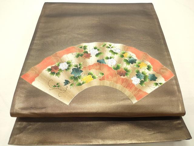 平和屋着物◎太鼓柄袋帯 地紙雲取り枝花文 金彩 正絹 逸品 未使用 CAAR8790in