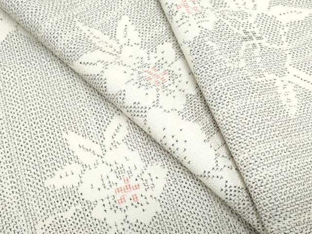 Kimono - 平和屋着物▽塩沢紬　単衣　草花文　正絹　逸品　CABF7764th