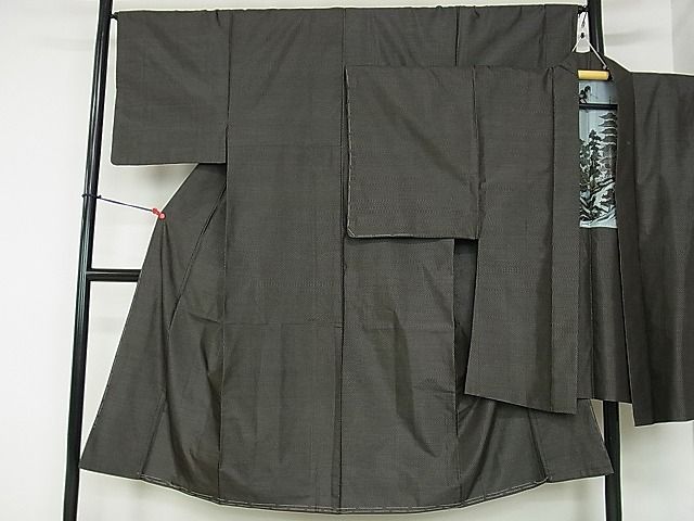平和屋着物■男性 お召 アンサンブル 亀甲柄 逸品 DAAF3088sf