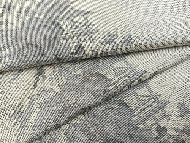 平和屋着物●本場大島紬　白大島　一元7マルキ　総絣　風景樹林文　正絹　逸品　AAAZ5092ph