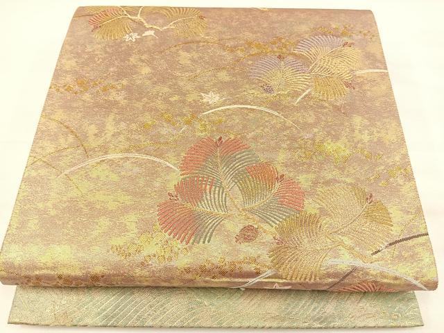 平和屋着物◎六通太鼓柄袋帯　唐織　千歳波満　金糸　引箔　正絹　逸品　DAAL3647cd