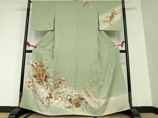 平和屋着物■訪問着 御所車花文 松竹梅 暈し染め 金彩 正絹 逸品 AAAS7347zg 平和屋着物■訪問着 御所車花文 松竹梅 暈し染め 金彩 正絹 逸品 AAAS7347zg