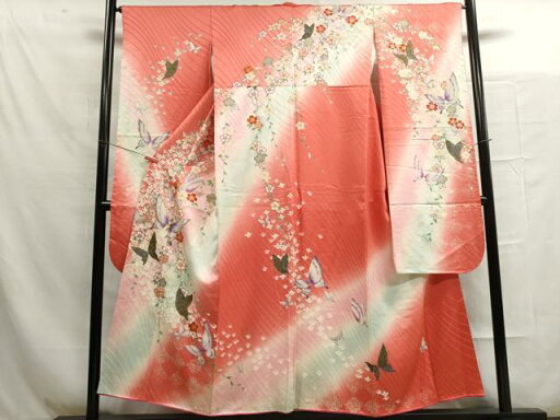平和屋着物■豪華振袖 駒刺繍 枝垂れ桜舞蝶文 暈し染め 金彩 正絹 逸品 DAAQ7211ud 平和屋着物■豪華振袖 駒刺繍 枝垂れ桜舞蝶文 暈し染め 金彩 正絹 逸品 DAAQ7211ud