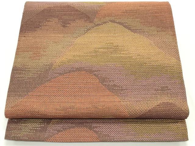 平和屋着物●両面　六通柄袋帯　重ね山文　金糸　正絹　逸品　DAAV9321ob