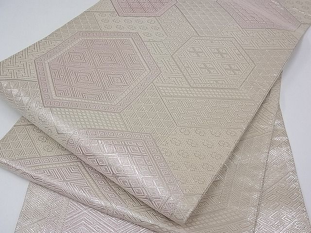 平和屋着物■佐賀錦　全通柄袋帯　亀甲花文　銀糸　逸品　ea0213
