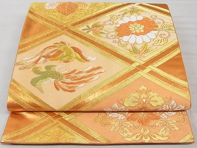 Rakuten - 平和屋着物■六通柄袋帯　唐織　双鳥花文　金糸　正絹　逸品　AAAC6610Asx