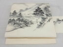 平和屋着物■塩瀬 九寸名古屋帯 作家物 手描き 人物風景文 正絹 逸品 AAAC5661Bfw(4)
