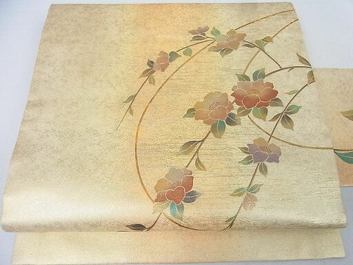平和屋着物◎九寸名古屋帯 枝花文 金彩 引箔 逸品 DAAA7935sf 平和屋着物◎九寸名古屋帯 枝花文 金彩 引箔 逸品 DAAA7935sf