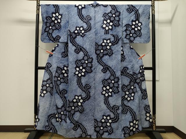 平和屋着物∴夏物　浴衣　有松鳴海絞り　草花文　綿　逸品　CAAW5083dy