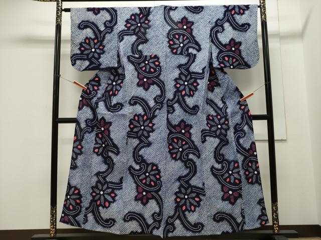 平和屋着物∴夏物　浴衣　有松鳴海絞り　花唐草文　綿　逸品　CAAW5103dy