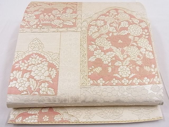 平和屋着物■六通柄袋帯　花鳥文　金銀糸　逸品　n-je3342