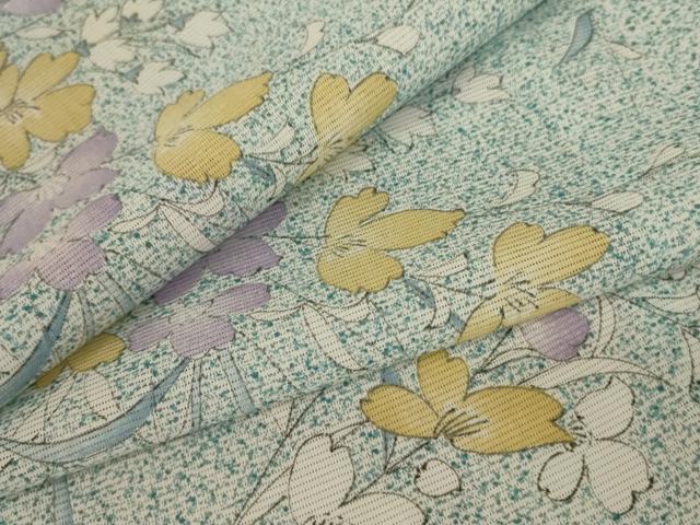 平和屋着物＊夏物 小紋 絽 草花文 洗える着物 AABA6637sx