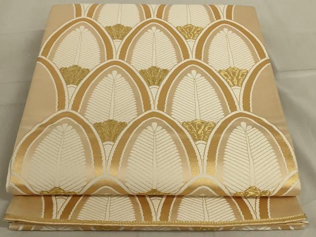 平和屋着物◎六通柄袋帯　若松青海波　金糸　正絹　逸品　AABD3756ou