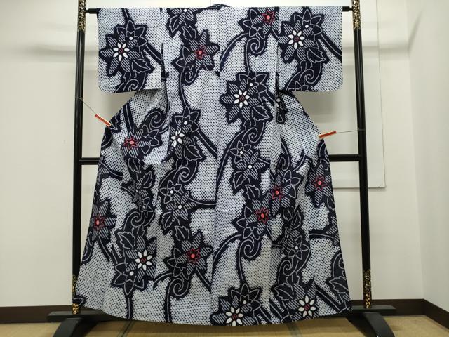 平和屋着物∴夏物　浴衣　有松鳴海絞り　花唐草文　綿　逸品　CAAW5138dy