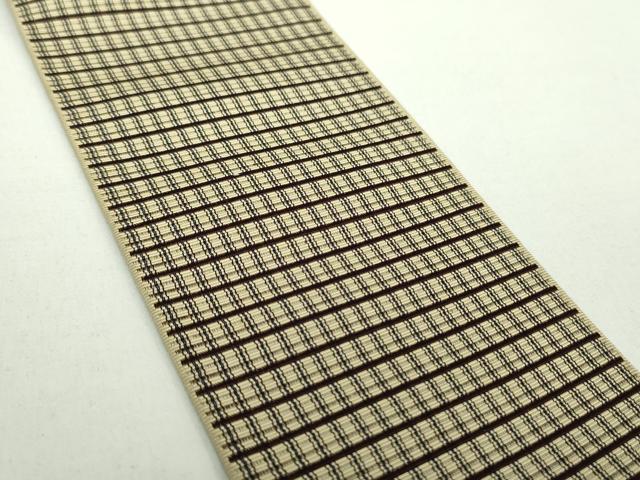 平和屋着物●男性　本場筑前博多織　両面　角帯　格子　西村織物謹製　証紙付き　正絹　逸品　DAAX4648ps