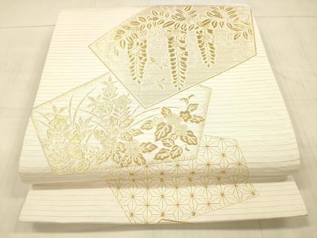 Rakuten - 平和屋着物＊夏物　六通柄袋帯　麻の葉草花文　藤花房　金糸　DAAX8635cm