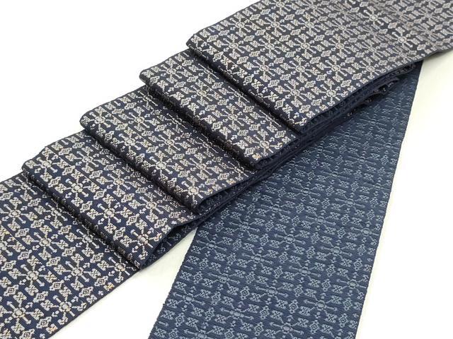 平和屋着物●男性 本場筑前博多織 両面 角帯 幾何学文様 証紙付き 正絹 逸品 DAAY0332ob