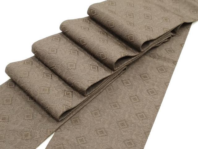 平和屋着物●男性 本場筑前博多織 角帯 菱唐草文 赤墨色 正絹 逸品 DAAY0333ob