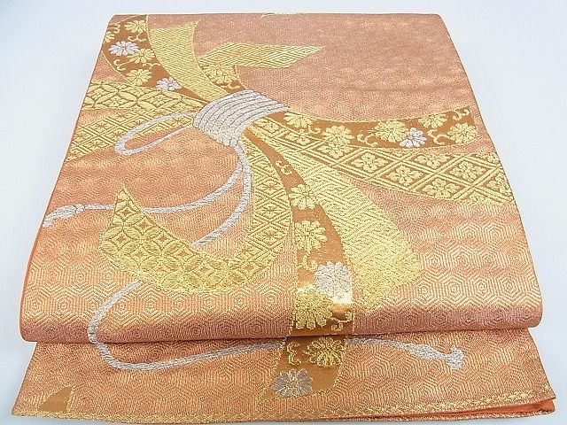 平和屋着物■六通柄袋帯　束ね熨斗花文　金銀糸　逸品　op5446