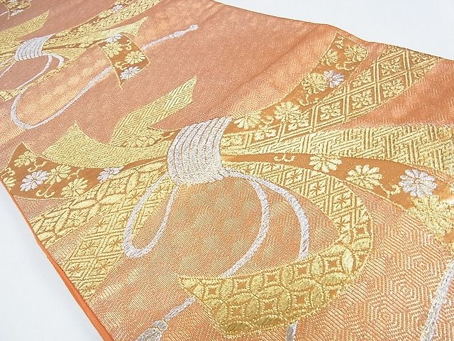 平和屋着物■六通柄袋帯　束ね熨斗花文　金銀糸　逸品　op5446