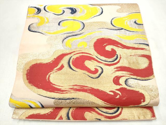 平和屋着物●西陣　川島織物　六通柄　本袋帯　流水文　金糸　正絹　逸品　CABM9751hy