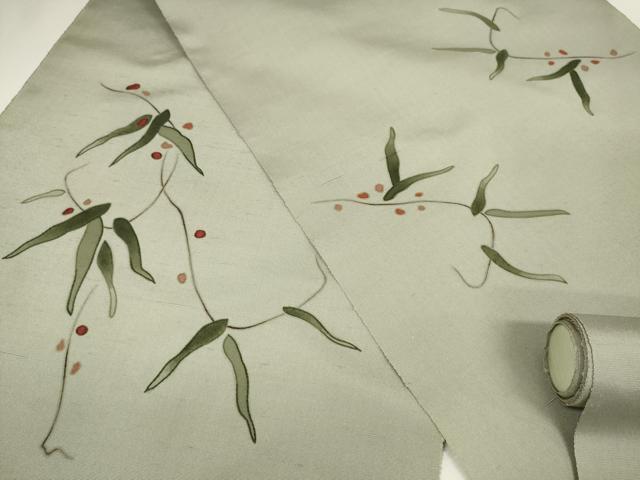 平和屋着物▼名古屋帯　帯反物　刺繍　笹文　逸品　未使用　DAAW7611zzz