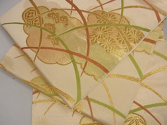 平和屋着物■六通柄袋帯　唐織　雲取り吉祥花文　金糸　逸品　sa3469