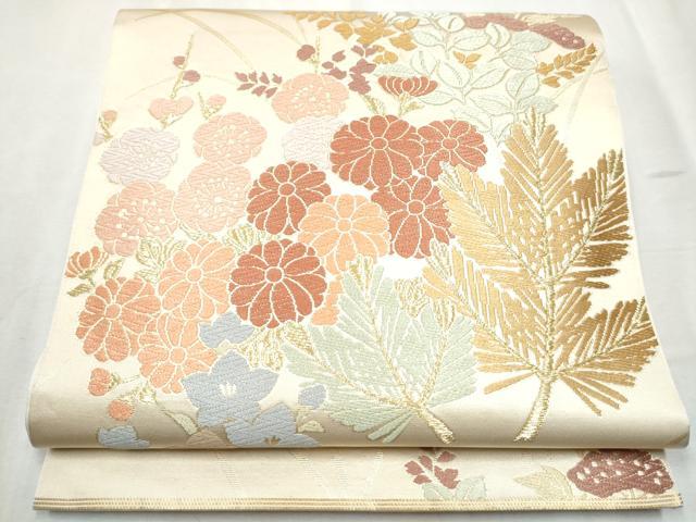 平和屋着物●西陣 川島織物 六通柄 本袋帯 唐織 草花文 正絹 逸品 CABB9435hy