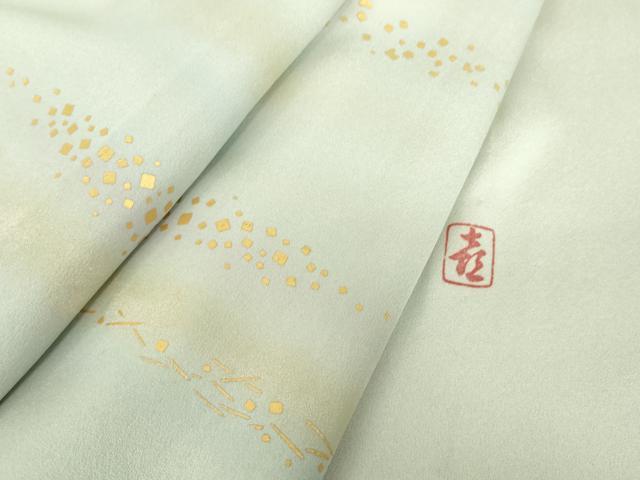 平和屋着物▽人間国宝　福田喜三郎　訪問着　単衣　霞文　金彩　正絹　逸品DABE4451az