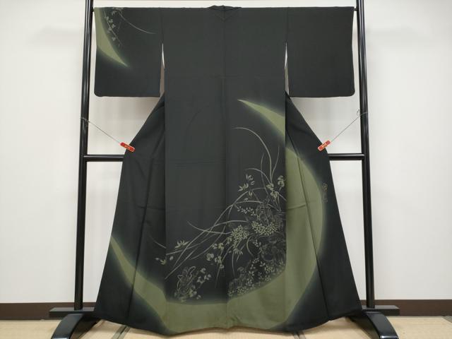 乐天商城 - 平和屋本店●極上　世界的人形師　辻村寿三郎　ジュサブロー　訪問着　刺繍　七福神　暈し染め　黒地　逸品　CYAA4866s6