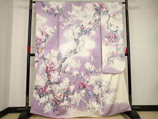 平和屋本店□極上 振袖 友禅 作家物・泰和 松花文 藍鉄色地