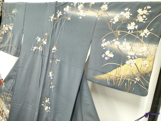 平和屋着物●中国三大刺繍　スワトウ刺繍　汕頭刺繍　訪問着　草花文　暈し染め　金彩　正絹　逸品　DAAR0144yyy